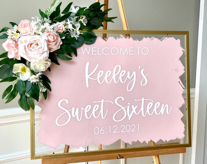 Sweet Sixteen Decal for Party Vinyl Decal for Sweet 16 Party Sign Welcome Sign for Sweet Sixteen Birthday Party Milestone Birthday Decor