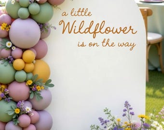 Little Wildflower Decal for Baby Shower - Vintage or Spring Shower Backdrop Vinyl