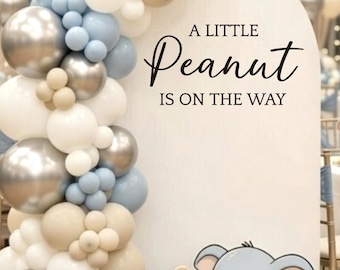 A Little Peanut is on the Way Decal – Elephant Baby Shower Vinyl (Baby Boy)