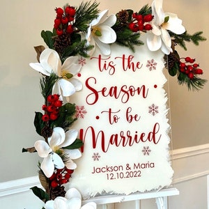 Calcomanía "Es la época de casarse" para rotulación de bodas, calcomanía navideña para bodas, decoración navideña para bodas, rojo, blanco, festivo, boda