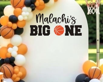 Big One Basketball Decal for Party Backdrop - Personalized Sports Vinyl for First Birthday