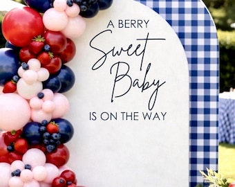 Berry Sweet Baby Shower Backdrop – Strawberry Blueberry Vinyl Sticker