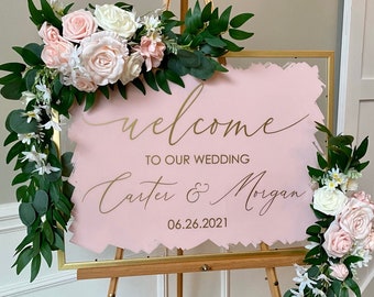 Wedding Decal for Sign Making Vinyl Decal for Wedding Mirror Modern Welcome Sign for Wedding Entrance Vinyl Wedding Decor Pink and Gold