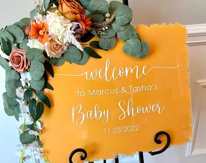 Baby Shower Decal for Sign Making Balloon Arch Decal Fall Baby Shower Vinyl Orange and Gold Baby Shower Decor DIY Decal for  Acrylic Sign