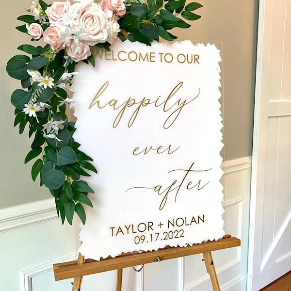 Happily Ever After Decal for Wedding Sign Welcome to our Happily Ever After Wedding Vinyl Decal Wedding Entrance Sign Modern Decal DIY