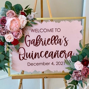 Quinceanera Decal for Sign Making Quince Vinyl Decal for Mirror or Plexiglass Sign Birthday Party Welcome Decal Pink Gold Burgundy Decal