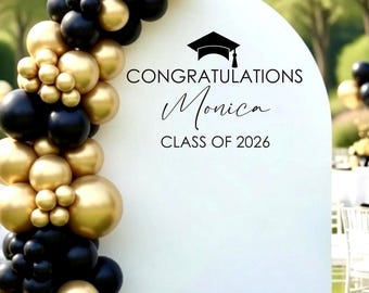 Graduation Party Vinyl Decal, Congrats Class of 2026 Vinyl, Personalized Grad Backdrop Letters