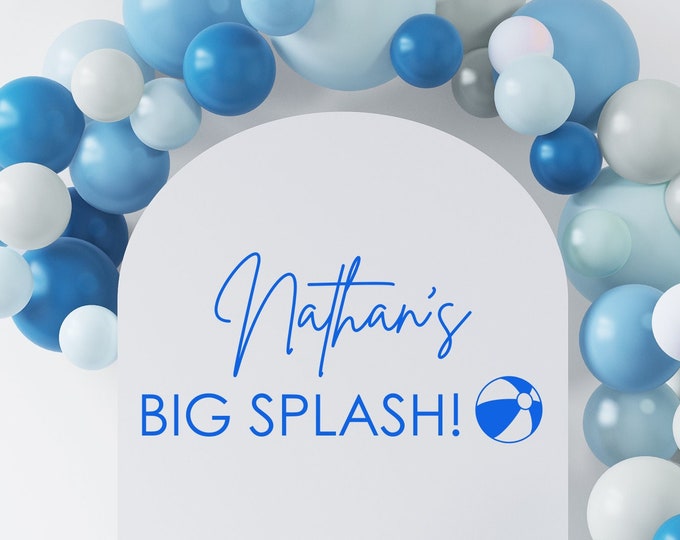 Big Splash Decal for Summer Pool Party Summer Boy or Girl Pool Birthday Party Vinyl Decal Summer Beach Ball Vinyl Decal Event Planner