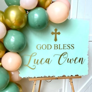 God Bless Decal for Sign Making Baptism Vinyl Decal for Party Balloon Arch Sign Baptism Baby Shower Name Decals