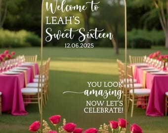 Sweet Sixteen Mirror Decal - You Look Amazing Let's Celebrate - Personalized Birthday Party Welcome Sign -Vinyl Lettering