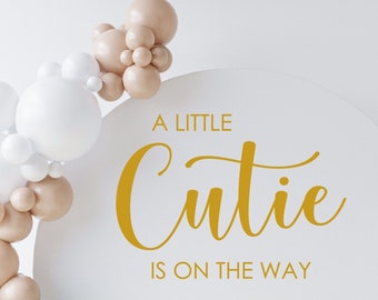 A Little Cutie is on the Way Decal for Baby Shower Backdrop Acrylic Baby Shower Sign Vinyl Decal Clementine Themed Baby Shower