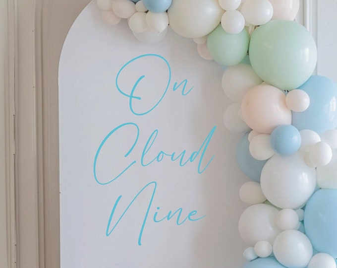 On Cloud Nine Decal for Baby Shower Cloud baby Shower New Baby Vinyl Decal for Mirror or Sign On Cloud Nine Vinyl Decal Party Event Planner