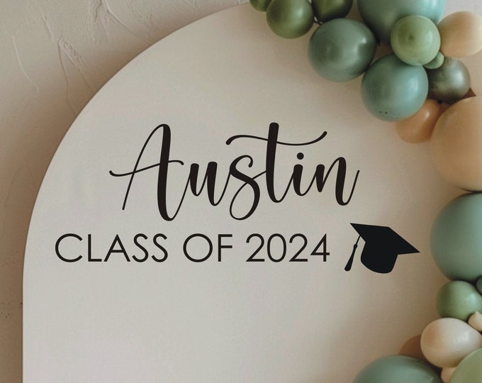 Graduation Decal for Grad Party Sign Class of 2024 Vinyl Decal for Graduation Party Decor Event Planner Graduation Vinyl Decal with Cap