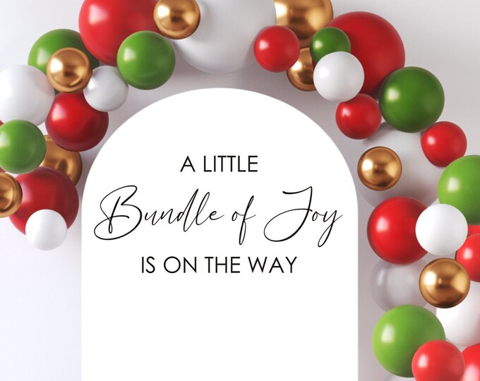 A Little Bundle of Joy is on the Way Decal for Christmas Baby Shower or Gender Reveal Party Holiday Baby Shower New Baby Event Planner Decal