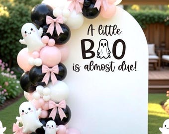 Vinilo decorativo para baby shower de Halloween - Se acerca el nacimiento de un pequeño fantasma - Decoración para baby shower de fantasmas