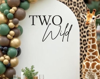 Sticker anniversaire Two Wild : enseigne Jungle Safari Party