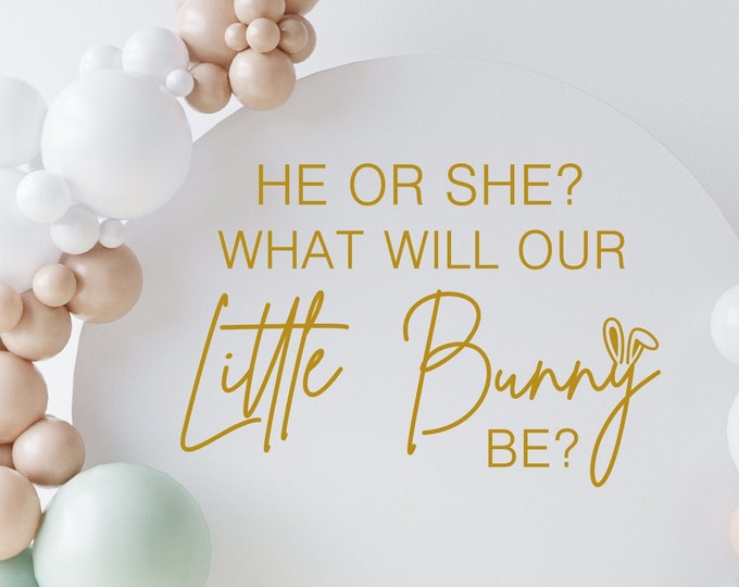 He or She Decal for Gender Reveal What will our Little Bunny Be Decal for Sign Easter Bunny Gender Reveal Theme Easter Baby Shower Spring