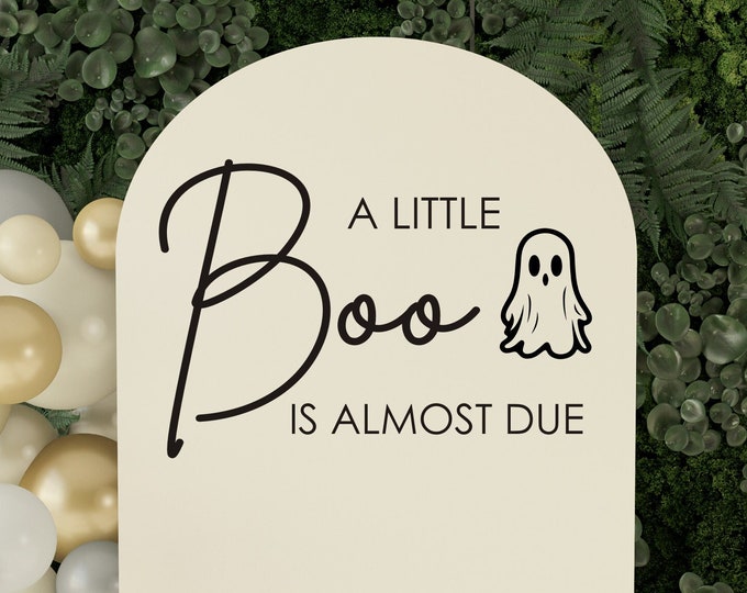 A Little Boo is Almost Due Decal for Halloween Baby Shower or Gender Reveal Party Fall Baby Shower Sign Boo with Ghost Decal New Baby