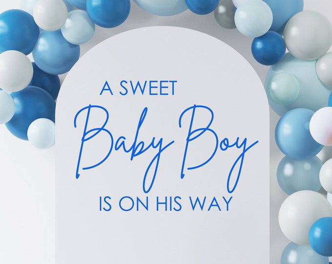 A Sweet Baby Boy is On His Way Decal for Baby Shower Sign Making Baby Boy Baby Shower Sweet Baby Boy Shower Decor Entrance Sign