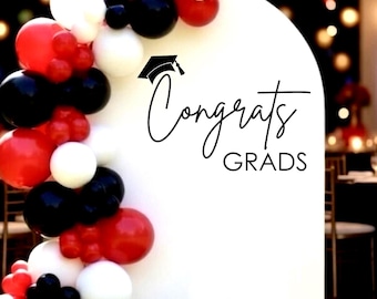 Calcomanía de vinilo "Felicidades, graduados" - Letras de vinilo para fondo de cartel de fiesta de graduación - Clase de 2026