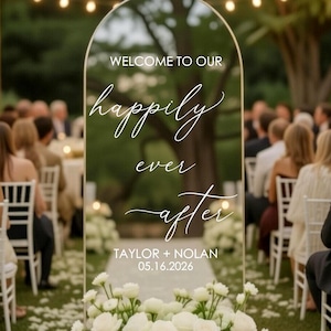 Sticker Happily Ever After pour plaque de mariage Bienvenue dans notre vinyle Happily Ever After Wedding Plaque d'entrée de mariage Sticker moderne DIY image 1