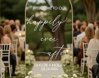 Happily Ever After Decal for Wedding Sign Welcome to our Happily Ever After Wedding Vinyl Decal Wedding Entrance Sign Modern Decal DIY