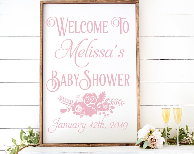 Welcome Baby Shower Decal Vinyl Decal for Baby Shower Celebration Baby Shower Decor DIY Lettering for Chalkboard Floral Personalized Shower