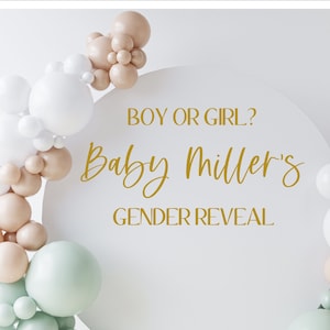 Gender Reveal Vinyl Decal: DIY Sign for Mirror, Chalkboard, Balloons