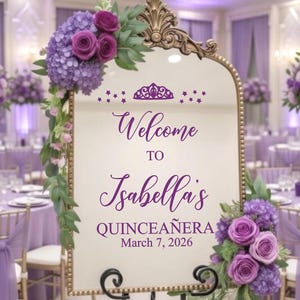 Quinceanera Decal for Sign Making Vinyl Decal for Quinceanera Welcome Sign Birthday Party Welcome Decal for Mirror Pink and Gold