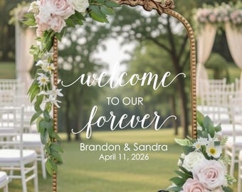 Wedding Mirror Decal - Personalized Names & Date Vinyl