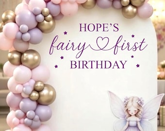 Fairy First Birthday Decal - Custom Name Vinyl for Fairy Party - Girls 1st Birthday
