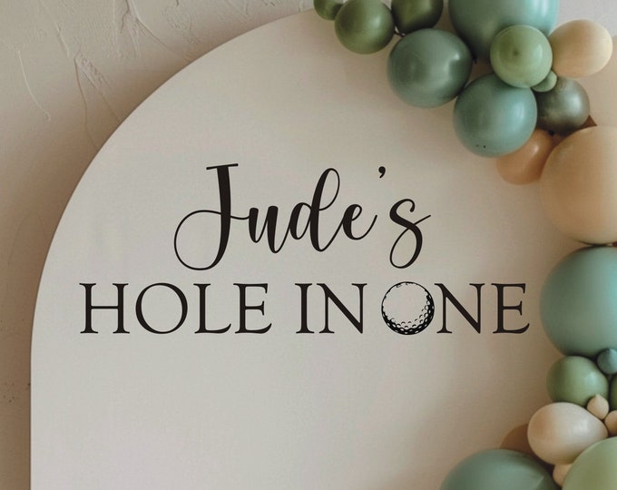 Hole in One First Birthday Party Decal for Sign Gold Birthday Party Boys First Birthday Golf Hole in One Vinyl Decal Event Planner Decal