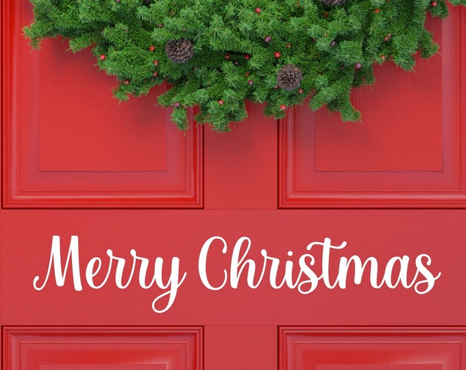 Merry Christmas Decal for Front Door or Window Christmas Vinyl Decor Holiday Vinyl Decal Merry Christmas Seasonal Decor