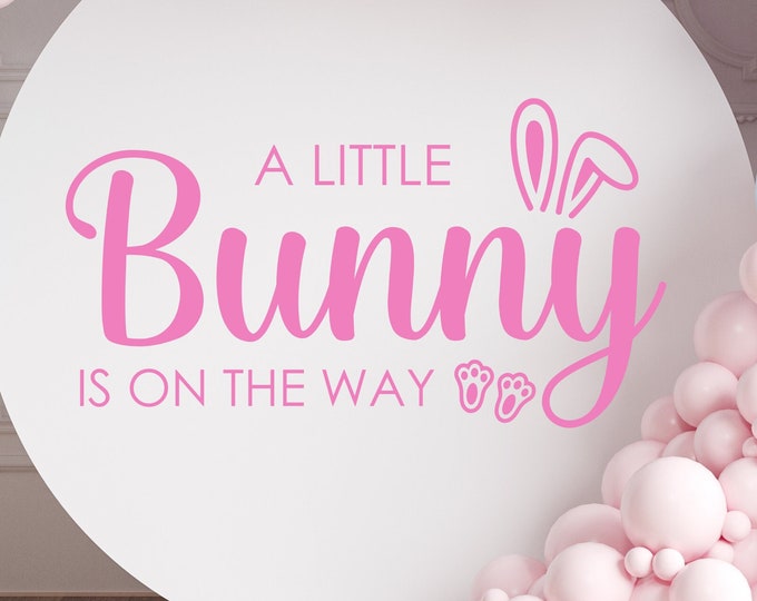 A Little Bunny is on the Way Decal for Baby Shower Sign Making Easter Bunny Themed Baby Shower Decor Easter Baby Bunny Baby Shower Decal