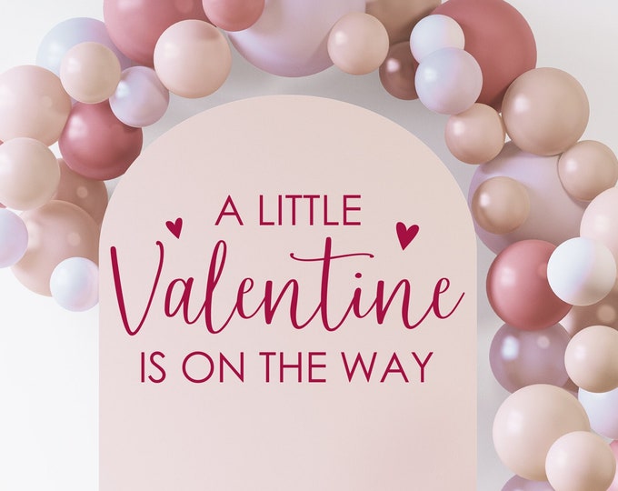 A Little Valentine is on the Way Decal for Baby Shower Baby Girls Shower Sign with Hearts Valentine Day Baby Event Planner Vinyl Decal