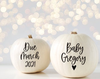 Pregnancy Announcement Decals for Pumpkins Baby Due Date Pumpkin Decals Vinyl Decals Announcing Maternity Photo Shoot Props