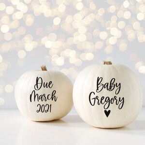 Pregnancy Announcement Decals for Pumpkins Baby Due Date Pumpkin Decals Vinyl Decals Announcing Maternity Photo Shoot Props