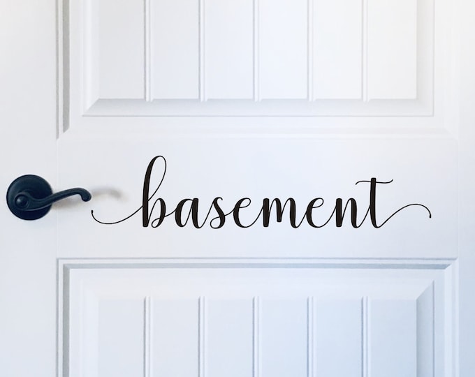 Basement Door Decal Vinyl Door Decal for Basement Home Decor Housewares Wall Decal Basement Lettering for Door