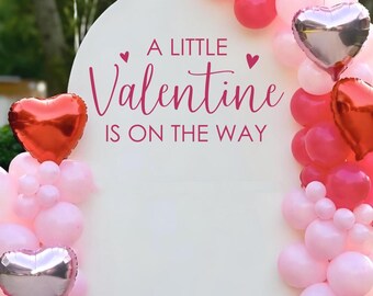 A Little Valentine Is On The Way Decal - Sweet Baby Shower Wall Sticker | Pink & Red Glitter Design - View #11