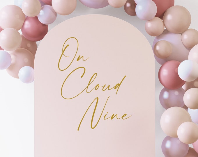 On Cloud Nine Decal for Baby Shower Sign Balloon Arch Decal for Chiara Board Baby Girl Baby Boy Baby Shower Decor Cloud Nine Decal