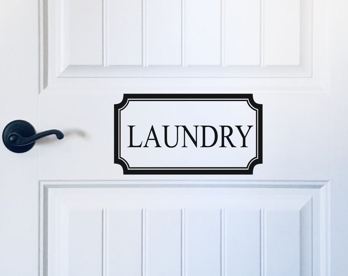 Laundry Door Decal Vinyl Decal for Farmhouse Laundry Room Door Laundry in Border Frame Sticker for for Door or Wall