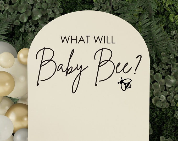 What Will Baby Bee? Decal for Gender Reveal Sign or Baby Shower Bee Themed Baby Shower Bee Gender Reveal Vinyl Decal