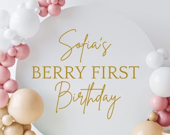 Berry First Birthday Decal for Balloon Arch Sign Making Girls Strawberry Themed Birthday Party Decor Berry Vinyl Decal