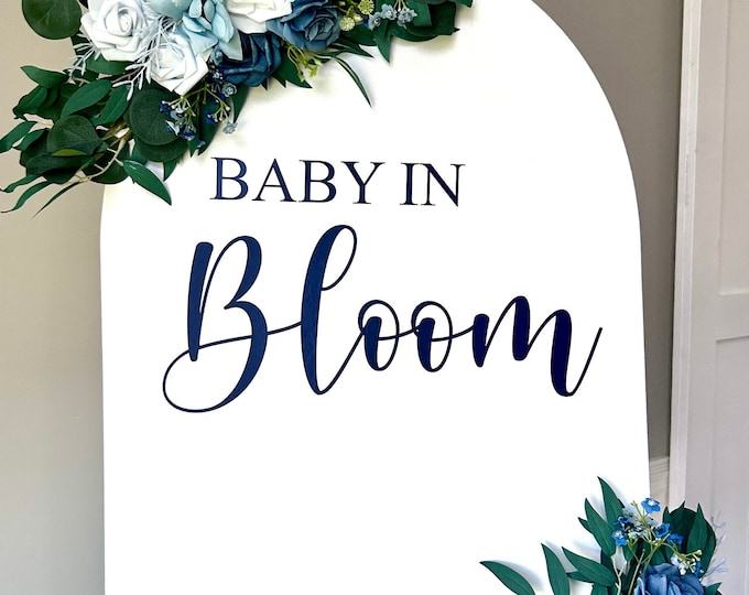 Baby in Bloom Decal for Baby Shower Sign Baby Shower Decor baby Boy Spring Baby Shower Decal Lettering Baby Girl Vinyl Lettering Floral Baby