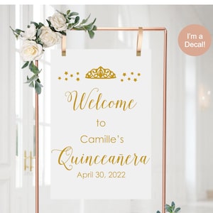 Quinceanera Decal for Plexiglass Sign or Mirror Welcome Decal for Quinceanera Birthday Party Girls 15 Birthday Vinyl Decal Sign Making