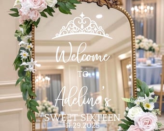 Personalized Sweet Sixteen Mirror Decal – Birthday Party Decor