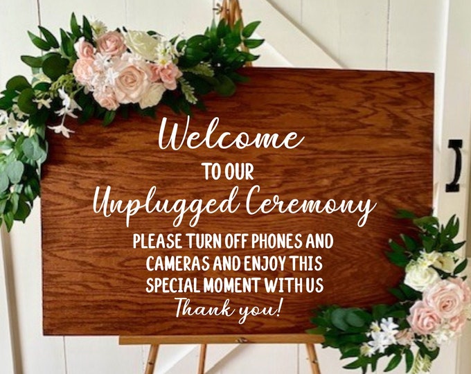 Unplugged Ceremony Decal Vinyl Decor for Wedding Ceremony Unplugged Wedding Welcome Decal for Sign DIY Lettering Wedding Vinyl