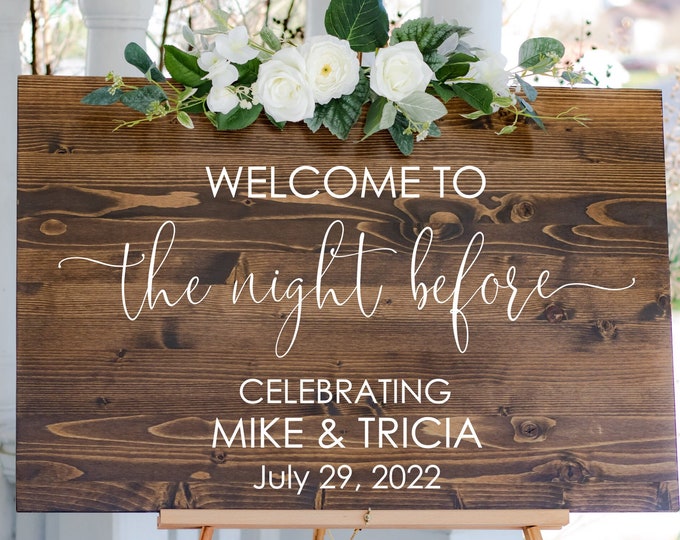 The Night Before Decal for Rehearsal Dinner Sign Making Welcome to the Night Before Modern Wedding Rehearsal Decal for Mirror or Plexiglass