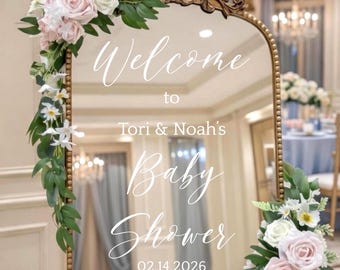 Baby Shower Decal for Mirror or Sign Couples Baby Shower Vinyl Decal Baby Shower Decor Sign for Balloon Arch Event Planner Decal