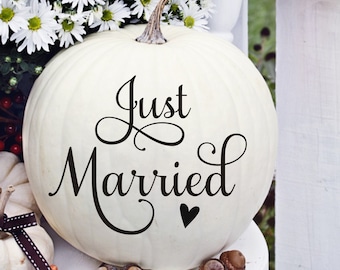 Just Married Decal for Pumpkin Fall Wedding Decor Vinyl Decal for Pumpkins for Fall Wedding Photo Prop for Picture Taking or other DIY
